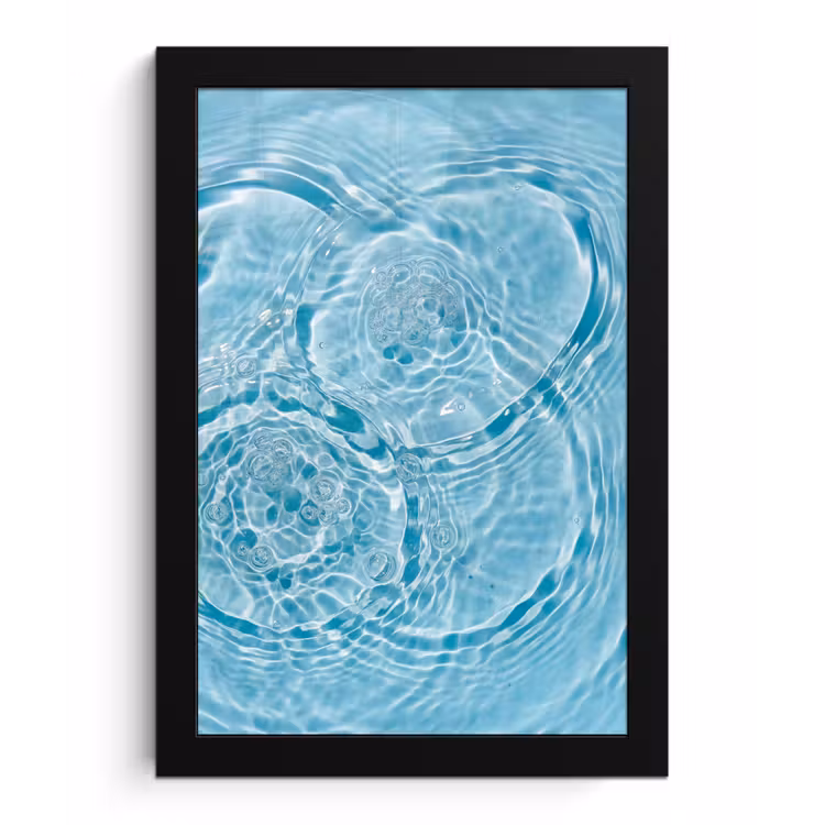 Water - Blauw - bubbels fotolijst zwart zonder passe partout klein -3d