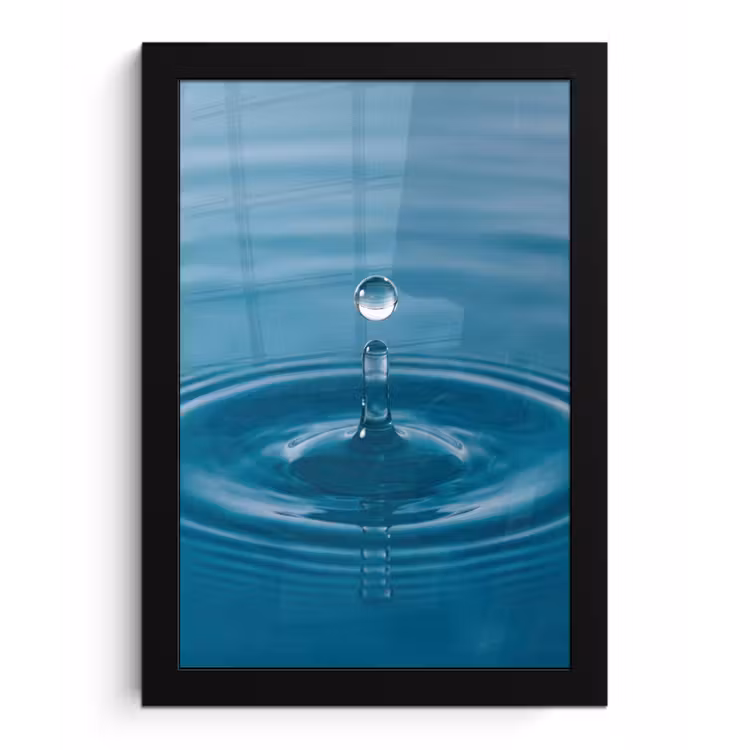 Waterdruppel - Water - Oppervlakte fotolijst zwart zonder passe partout klein -3d