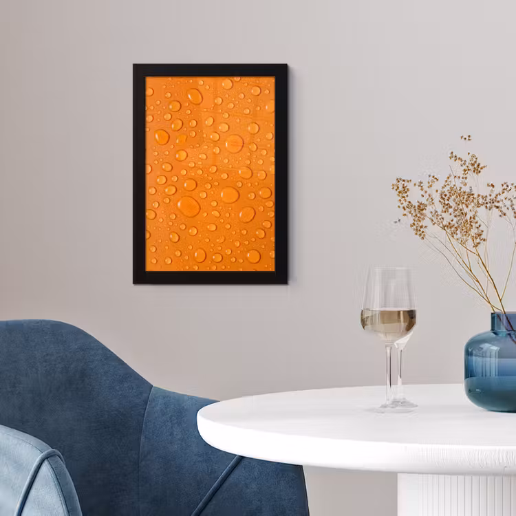 Water - Druppels - Oranje fotolijst zwart zonder passe partout klein -sfeer4