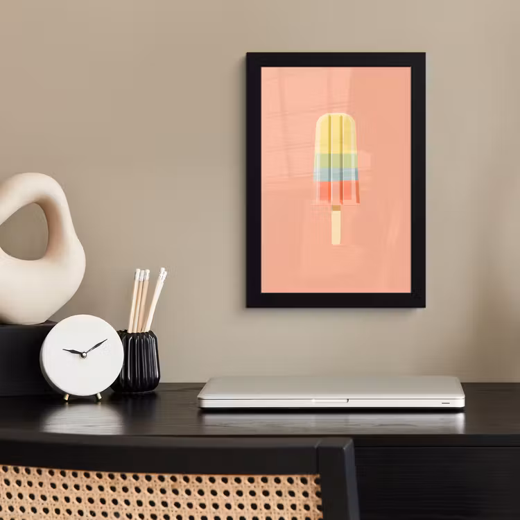Waterijsje - Pasteltinten - Minimalistisch fotolijst zwart zonder passe partout klein -sfeer1