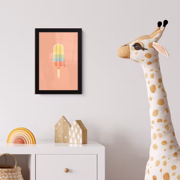 Waterijsje - Pasteltinten - Minimalistisch fotolijst zwart zonder passe partout klein -usfeer4_kinderkamer