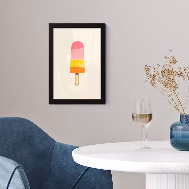 Waterijsje - Retro - Stokje - Roze fotolijst zwart zonder passe partout klein -sfeer4