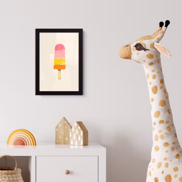 Waterijsje - Retro - Stokje - Roze fotolijst zwart zonder passe partout klein -usfeer4_kinderkamer