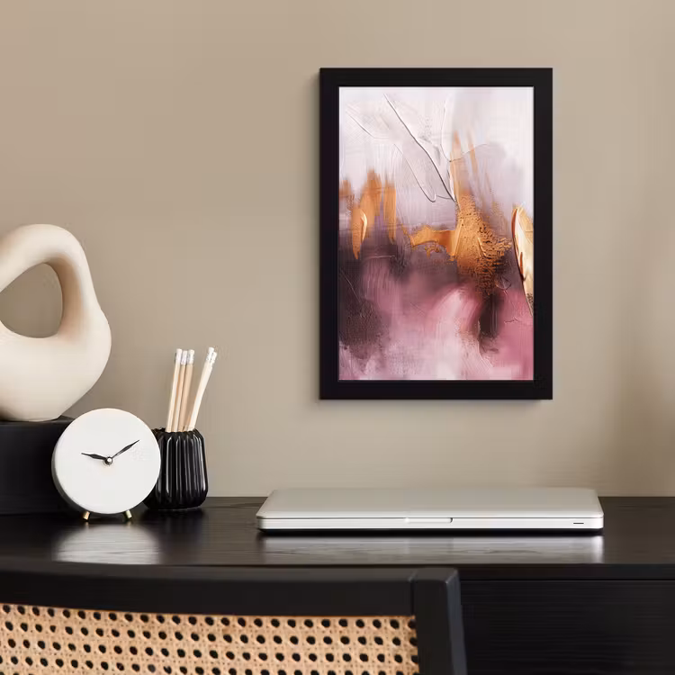Watercolor - Goud - Roze - Abstract - Kunst fotolijst zwart zonder passe partout klein -sfeer1