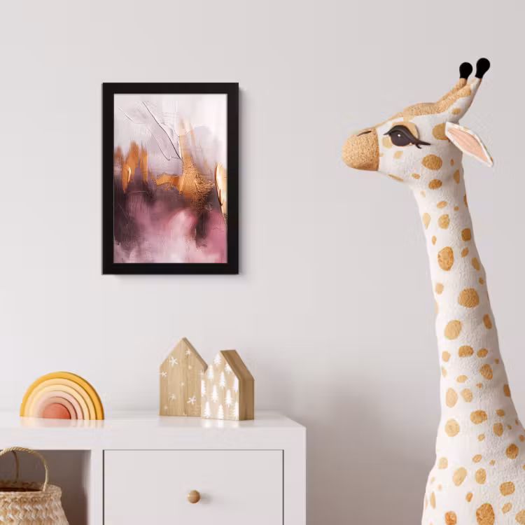 Watercolor - Goud - Roze - Abstract - Kunst fotolijst zwart zonder passe partout klein -usfeer4_kinderkamer