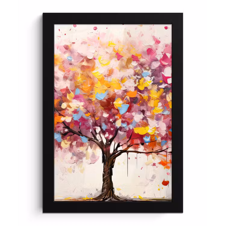 Aquarel - Boom - Kunst - Abstract fotolijst zwart zonder passe partout klein -3d