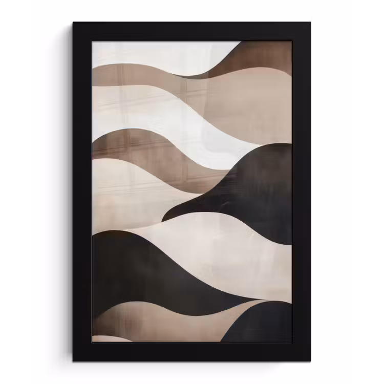 Golven - Abstract - Beige fotolijst zwart zonder passe partout klein -3d