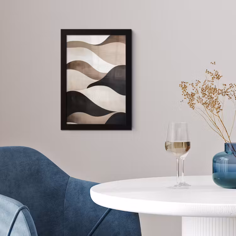 Golven - Abstract - Beige fotolijst zwart zonder passe partout klein -sfeer4