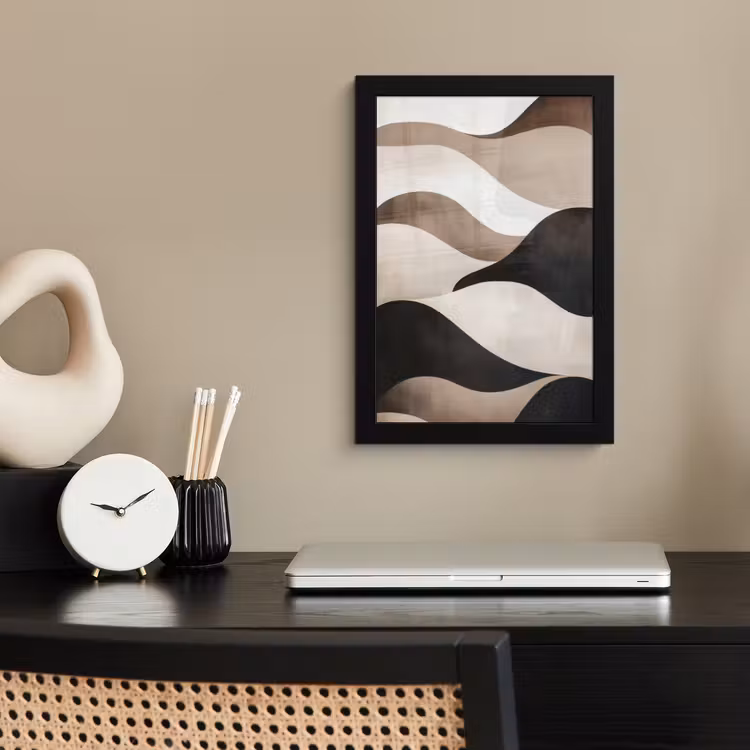 Golven - Abstract - Beige fotolijst zwart zonder passe partout klein -sfeer1