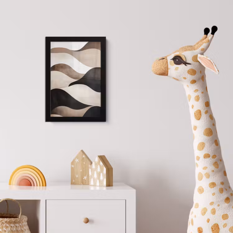 Golven - Abstract - Beige fotolijst zwart zonder passe partout klein -usfeer4_kinderkamer