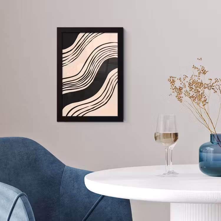 Golven - Zwart - Zandkleur fotolijst zwart zonder passe partout klein -sfeer4
