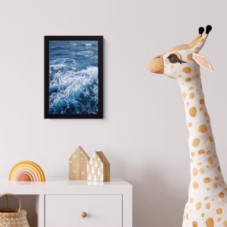 Golven - Oceaan - Blauw fotolijst zwart zonder passe partout klein -usfeer4_kinderkamer