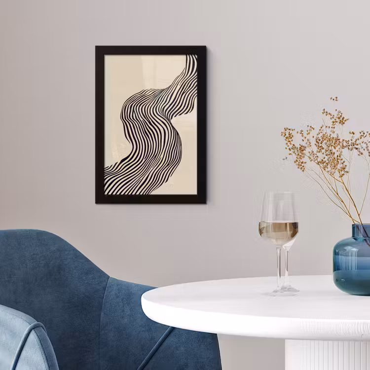 Golvend - Lijnen - Abstract - Silhouet fotolijst zwart zonder passe partout klein -sfeer4
