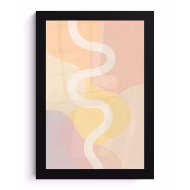 Golvende vormen - Abstract - pastel fotolijst zwart zonder passe partout klein -3d