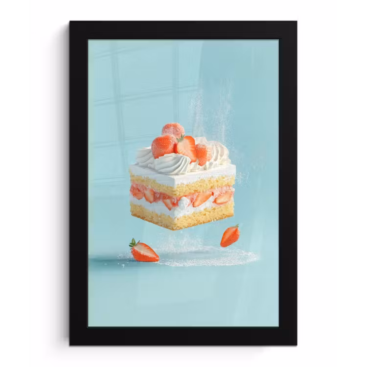 Slagroom - Taart - Blauw - Eten fotolijst zwart zonder passe partout klein -3d