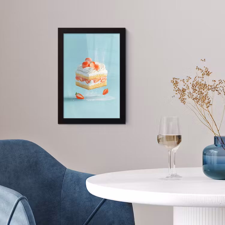 Slagroom - Taart - Blauw - Eten fotolijst zwart zonder passe partout klein -sfeer4