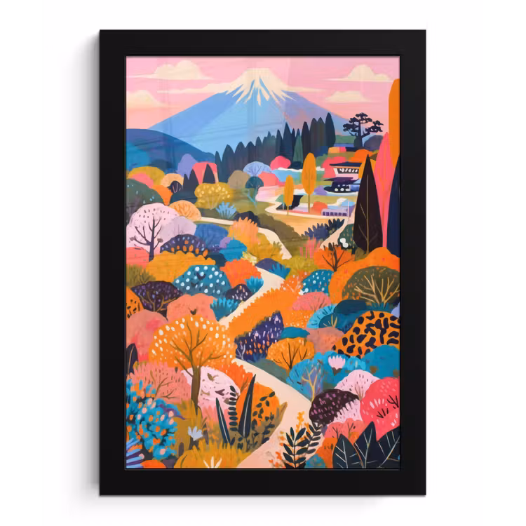 Witte bergtop - Modern - Kleurrijk fotolijst zwart zonder passe partout klein -3d