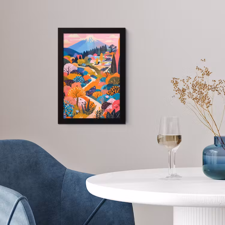 Witte bergtop - Modern - Kleurrijk fotolijst zwart zonder passe partout klein -sfeer4