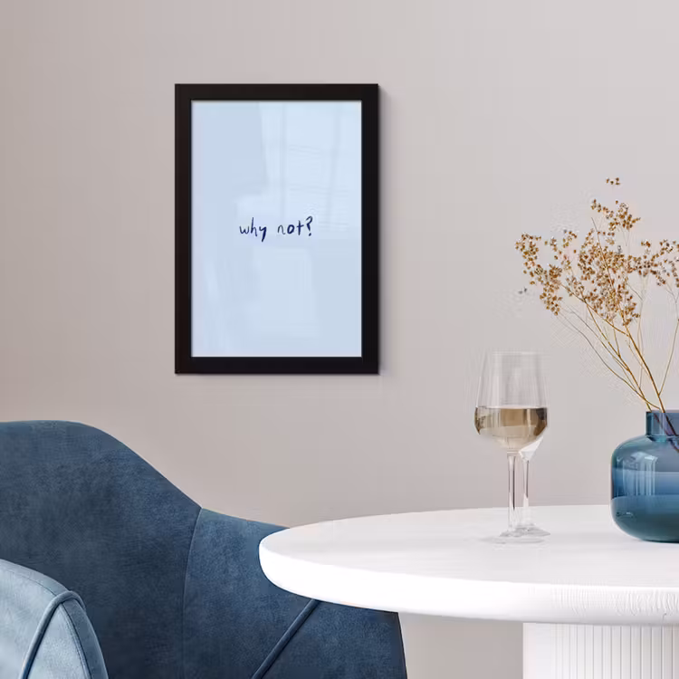 Why not - Blauw - Donker blauw - Quote fotolijst zwart zonder passe partout klein -sfeer4