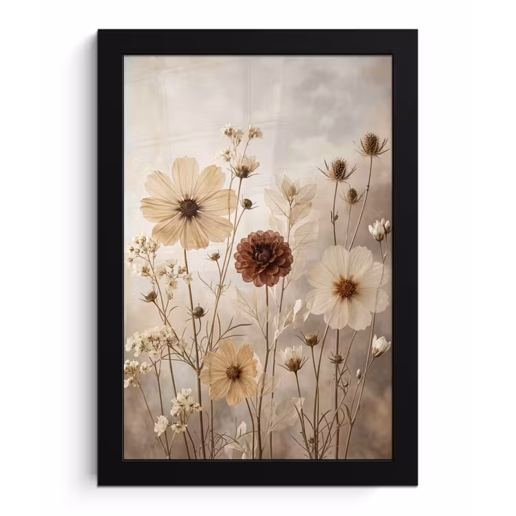 Wilde bloemen - Botanisch - Vintage - Natuur - Rustiek fotolijst zwart zonder passe partout klein -3d