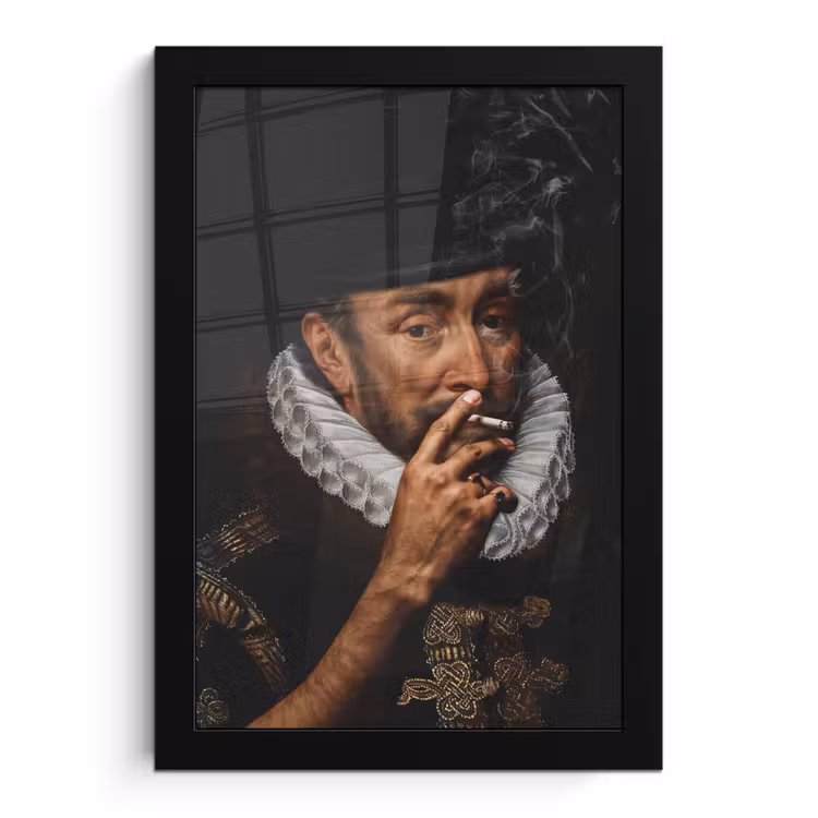Willem van Oranje - Adriaen Thomasz - Sigaretten fotolijst zwart zonder passe partout klein -3d