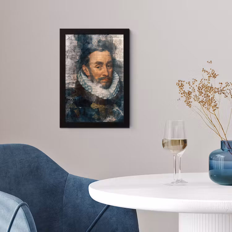 Willem van Oranje - Adriaen Thomasz - Krant fotolijst zwart zonder passe partout klein -sfeer4
