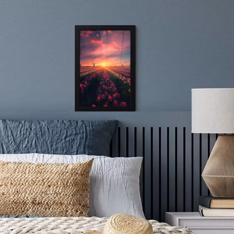 Windmolen - Zonsondergang - Landschap fotolijst zwart zonder passe partout klein -sfeer3