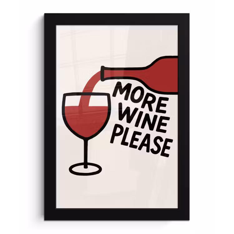 Wijnfles - Quote - Rood - Glas fotolijst zwart zonder passe partout klein -3d