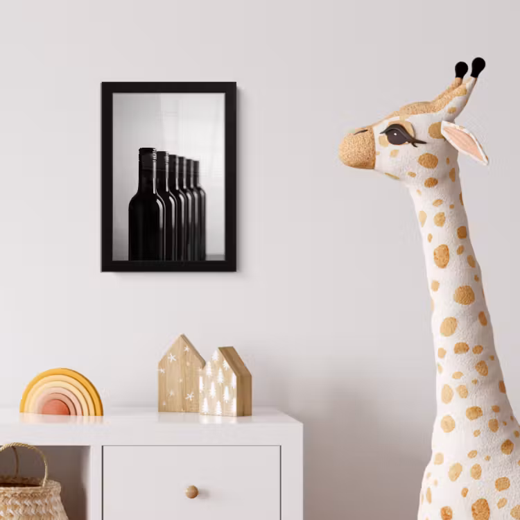 Wijnflessen - Zwart - Minimalistisch fotolijst zwart zonder passe partout klein -usfeer4_kinderkamer