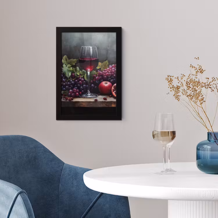 Wijn - Fruit - Stilleven fotolijst zwart zonder passe partout klein -sfeer4