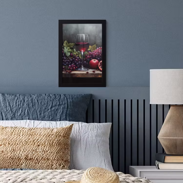 Wijn - Fruit - Stilleven fotolijst zwart zonder passe partout klein -sfeer3