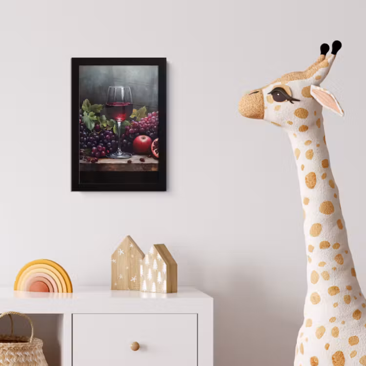 Wijn - Fruit - Stilleven fotolijst zwart zonder passe partout klein -usfeer4_kinderkamer