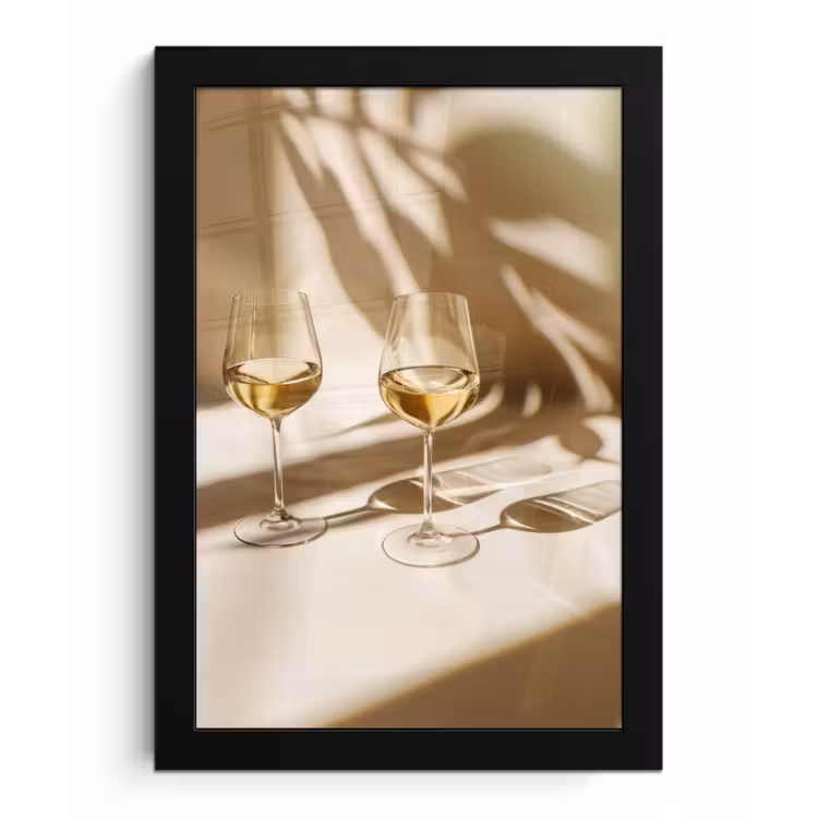 Wijn - Wijnglazen - Wit fotolijst zwart zonder passe partout klein -3d