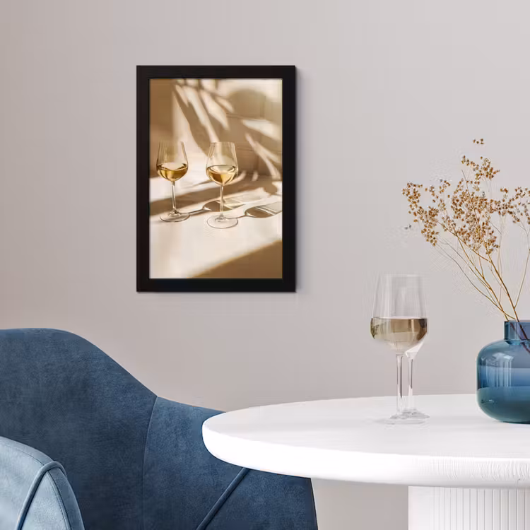 Wijn - Wijnglazen - Wit fotolijst zwart zonder passe partout klein -sfeer4