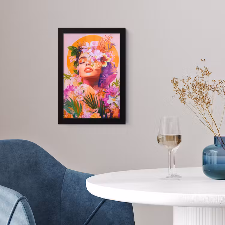 Vrouw - Abstract - Cirkel - Bloemen fotolijst zwart zonder passe partout klein -sfeer4