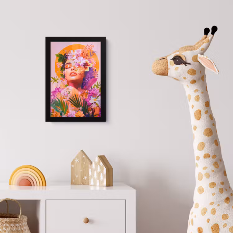 Vrouw - Abstract - Cirkel - Bloemen fotolijst zwart zonder passe partout klein -usfeer4_kinderkamer