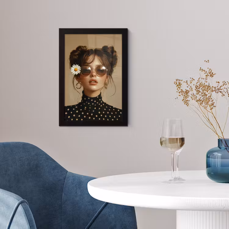 Vrouw - Beige - Bloem - Modern - Portret fotolijst zwart zonder passe partout klein -sfeer4