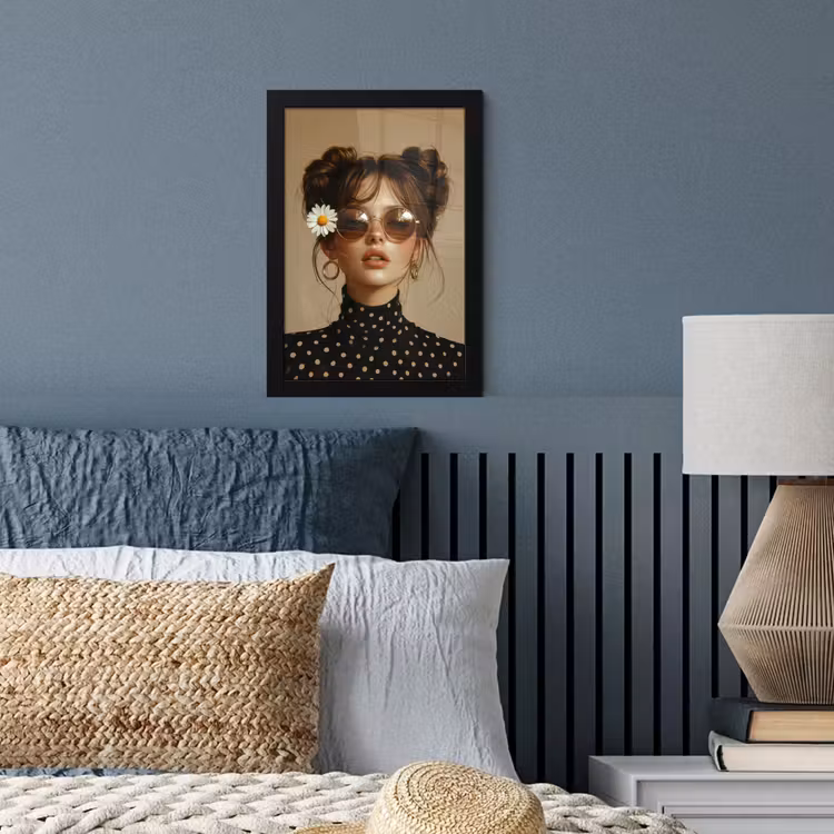 Vrouw - Beige - Bloem - Modern - Portret fotolijst zwart zonder passe partout klein -sfeer3