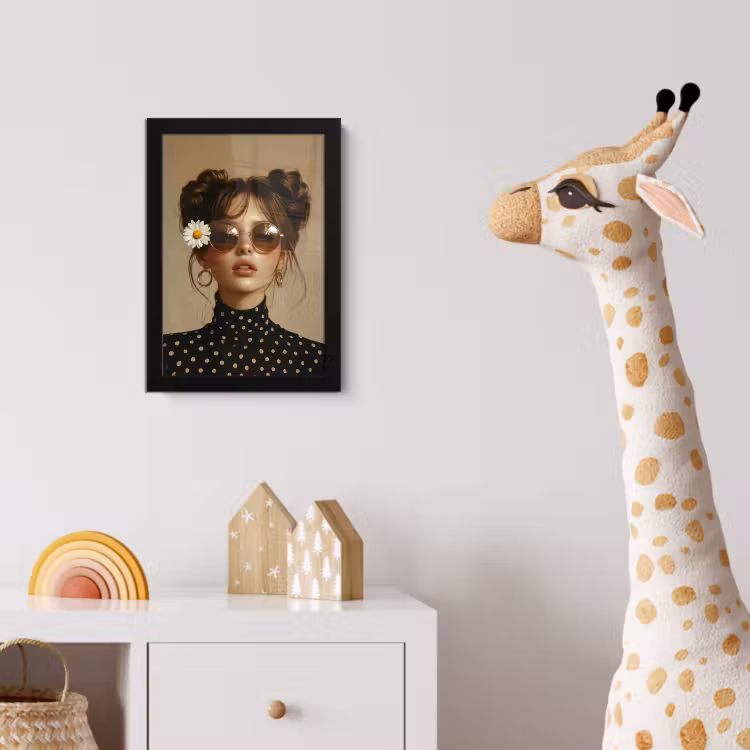 Vrouw - Beige - Bloem - Modern - Portret fotolijst zwart zonder passe partout klein -usfeer4_kinderkamer