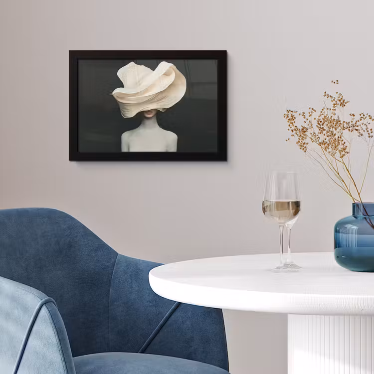 Vrouw - Beige - hoed fotolijst zwart zonder passe partout klein -sfeer4