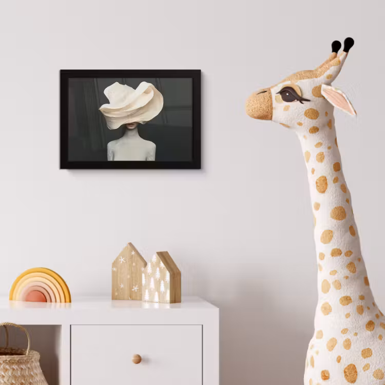 Vrouw - Beige - hoed fotolijst zwart zonder passe partout klein -usfeer4_kinderkamer
