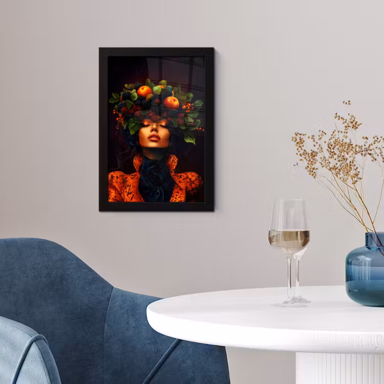 Vrouw - Zwart - Bessen - Bramen - Appels fotolijst zwart zonder passe partout klein -sfeer4