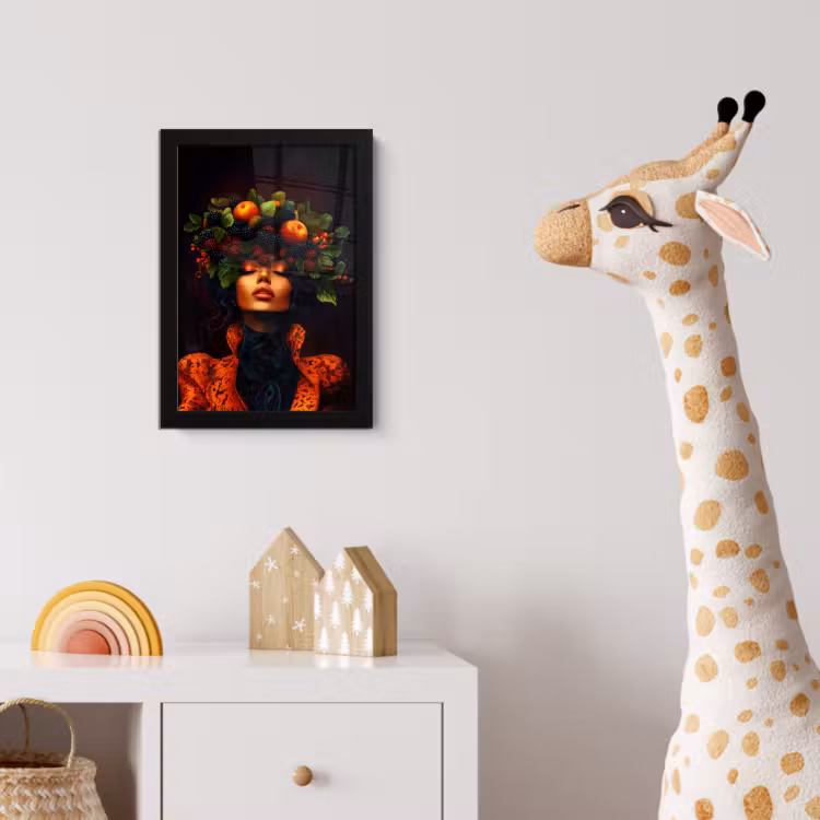 Vrouw - Zwart - Bessen - Bramen - Appels fotolijst zwart zonder passe partout klein -usfeer4_kinderkamer