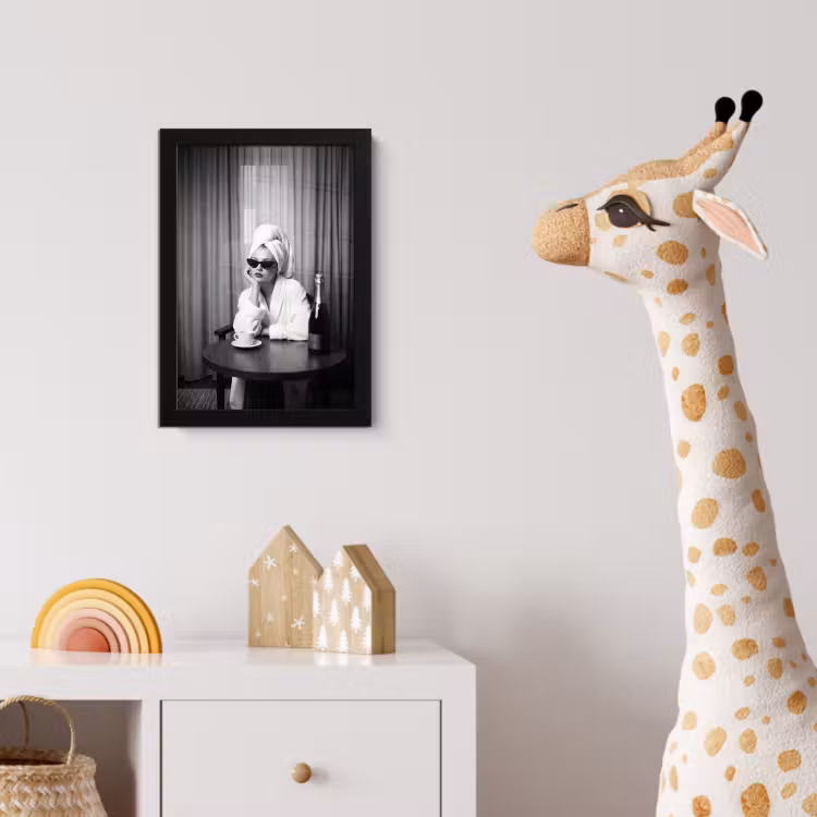 Vrouw - Bubbels - Zwart - Wit fotolijst zwart zonder passe partout klein -usfeer4_kinderkamer
