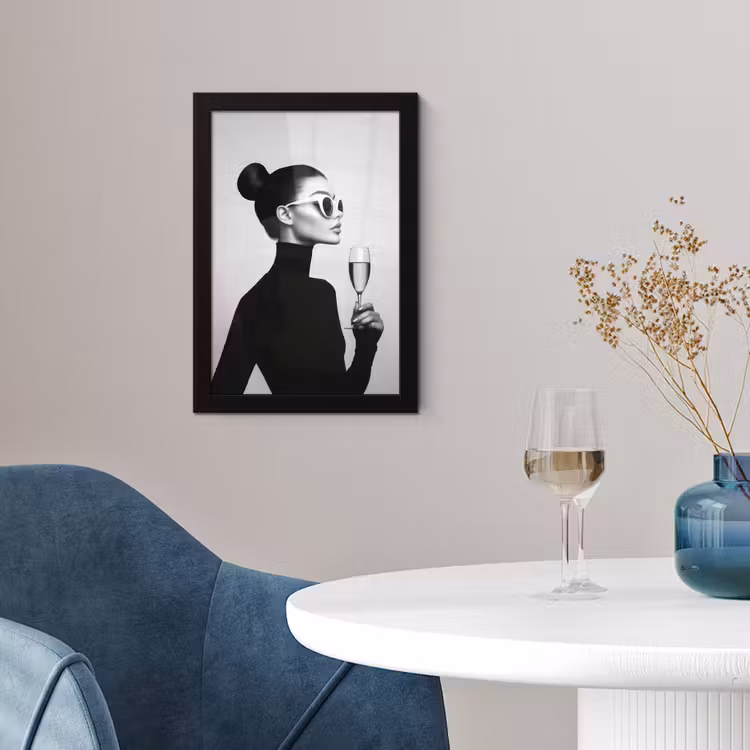 Vrouw - Champagne - Modern fotolijst zwart zonder passe partout klein -sfeer4