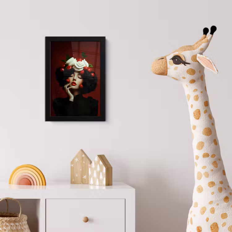 Vrouw - Kersen - Slagroom fotolijst zwart zonder passe partout klein -usfeer4_kinderkamer