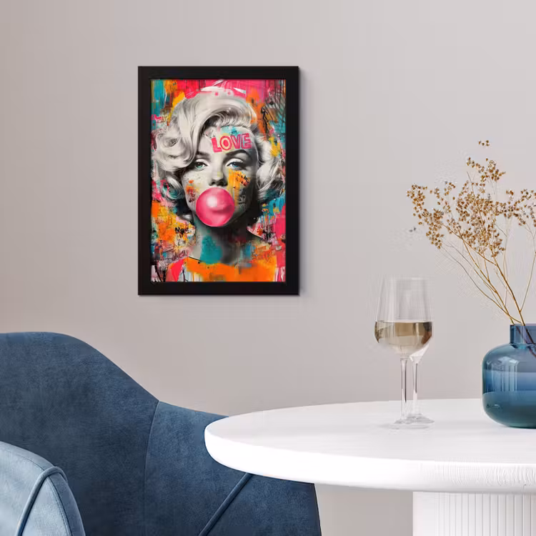 Vrouw - Kauwgom - Graffiti - Neonkleuren fotolijst zwart zonder passe partout klein -sfeer4