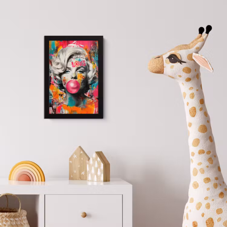 Vrouw - Kauwgom - Graffiti - Neonkleuren fotolijst zwart zonder passe partout klein -usfeer4_kinderkamer