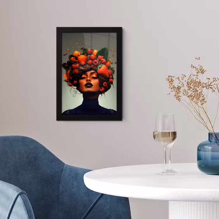 Vrouw - Chocolade - Frambozen - Aardbeien - Koekjes fotolijst zwart zonder passe partout klein -sfeer4