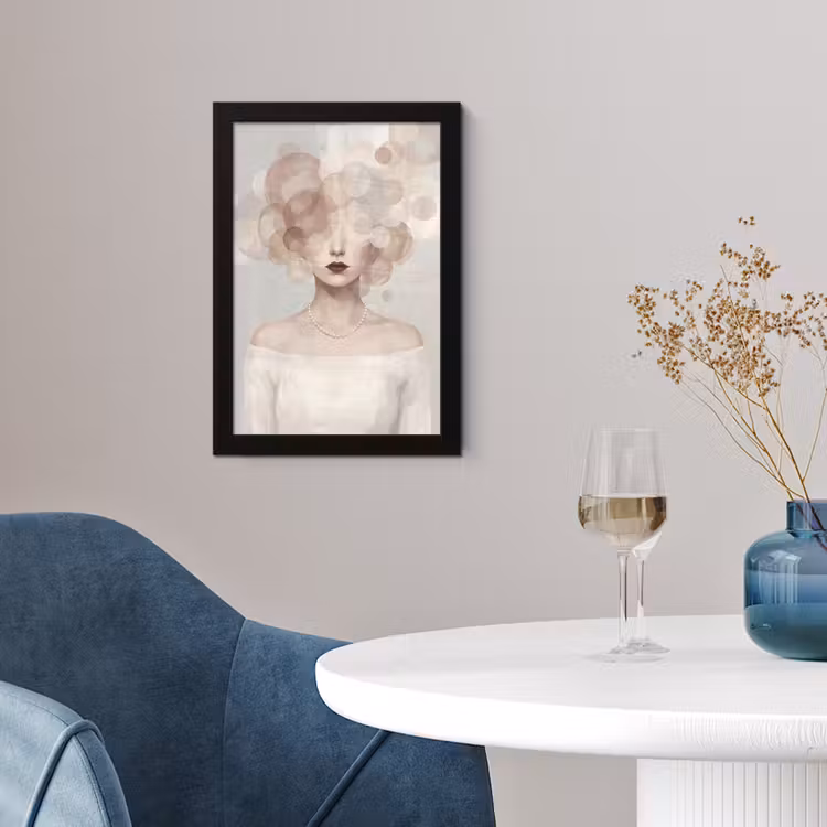 Vrouw - Cirkels - Beige fotolijst zwart zonder passe partout klein -sfeer4